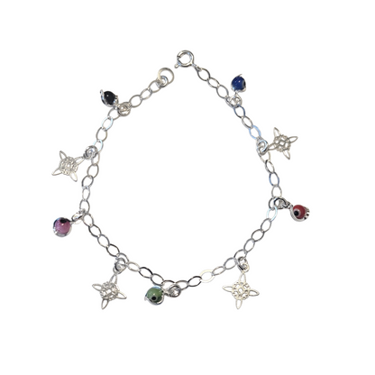 Multicolor Evil eye Bracelet Sterling Silver S925 with Witch's Knot Nudo de Bruja