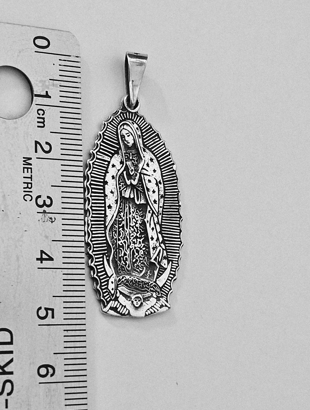 Virgin Mary Silver 925 Pendant with Dios Te Ame Prayer