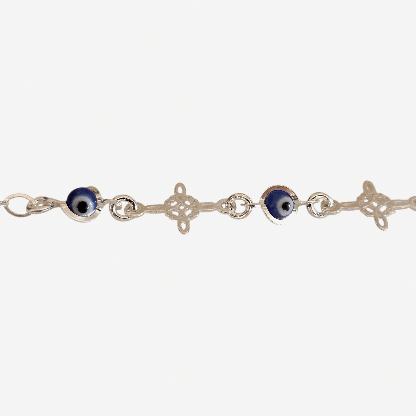 Blue Evil eye Bracelet Sterling Silver S925 with Witch's Knot Nudo de Bruja