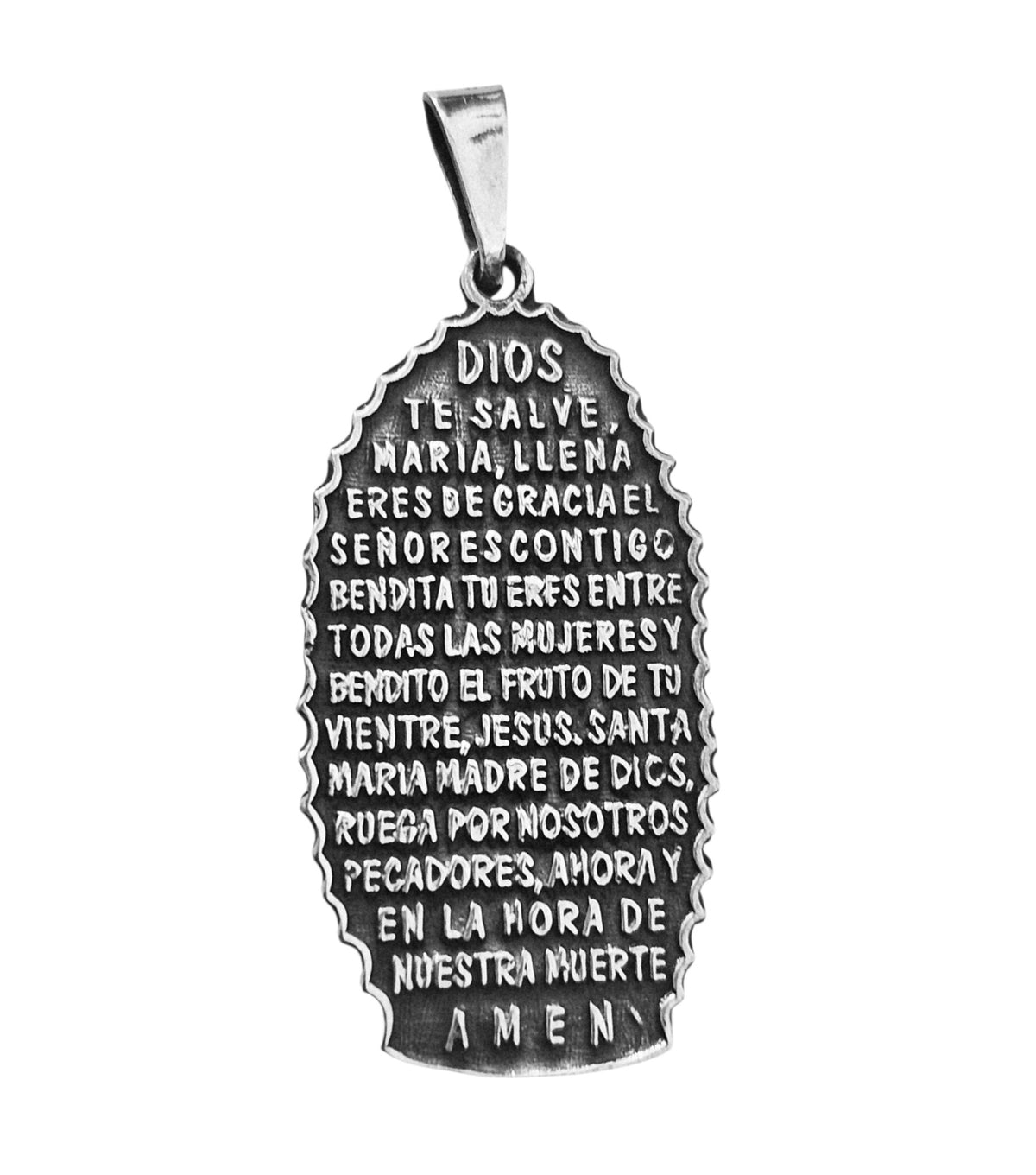 Virgin Mary Silver 925 Pendant with Dios Te Ame Prayer