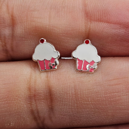Pink Cupcake Stud Earrings for Girls