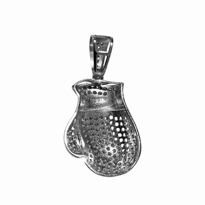 Boxing Glove Silver Pendant 925 Silver with White Cubic Zirconia Stones