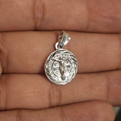 Double Sided Crucifix Charm with Saint Benedict Pendant
