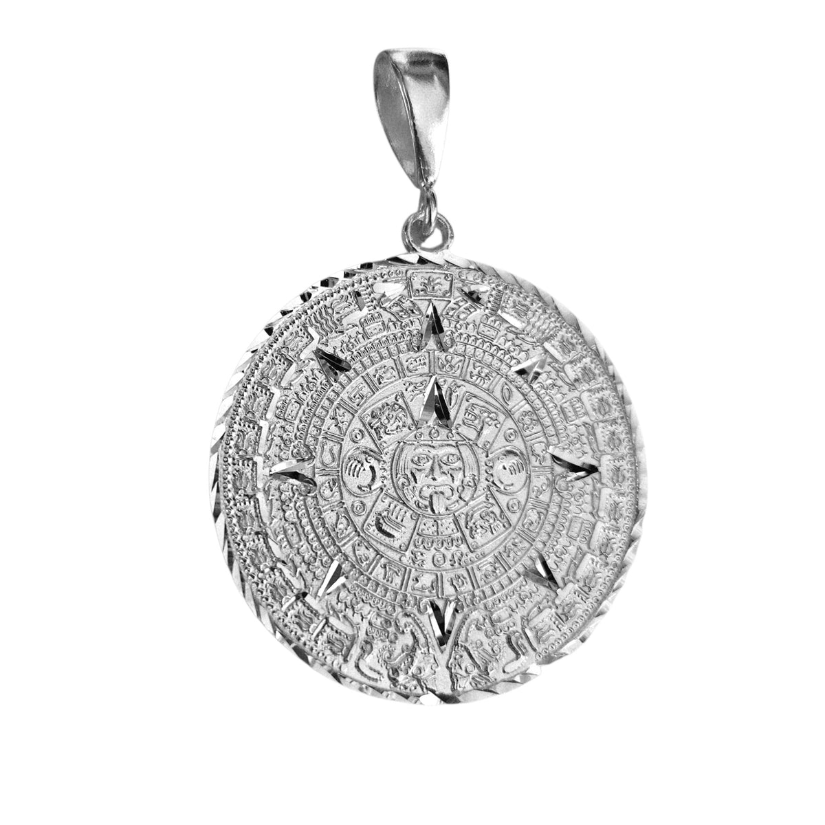 Large Aztec Calendar Silver 925 Pendant