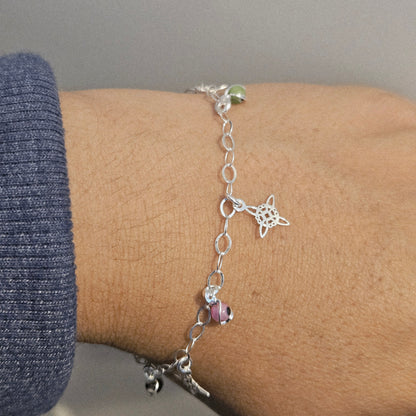 Multicolor Evil eye Bracelet Sterling Silver S925 with Witch's Knot Nudo de Bruja