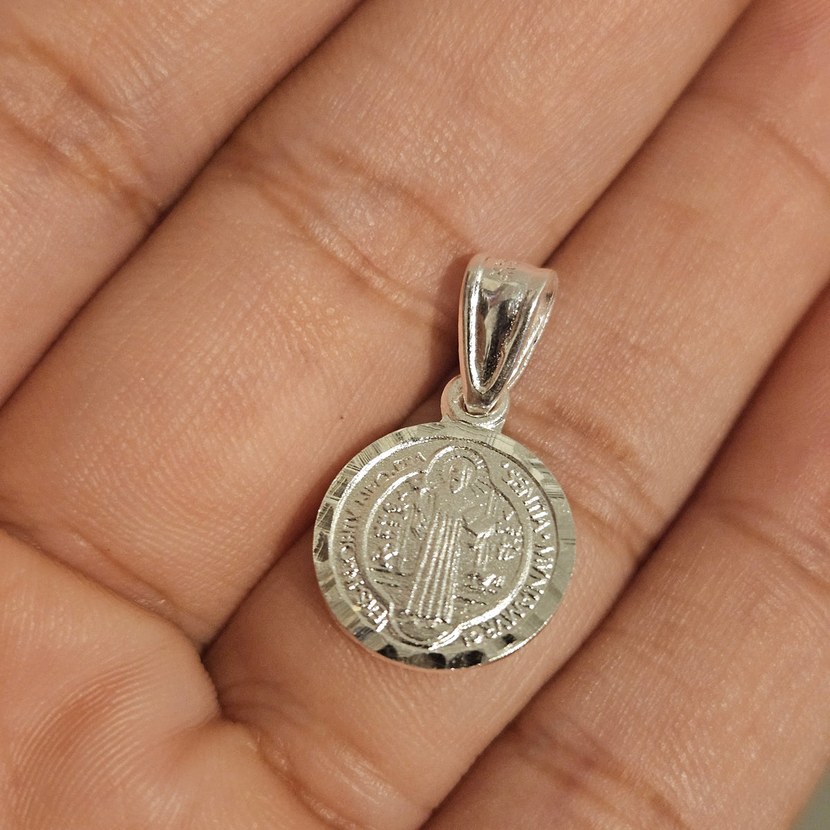 Dainty Saint Benedict Silver Pendant