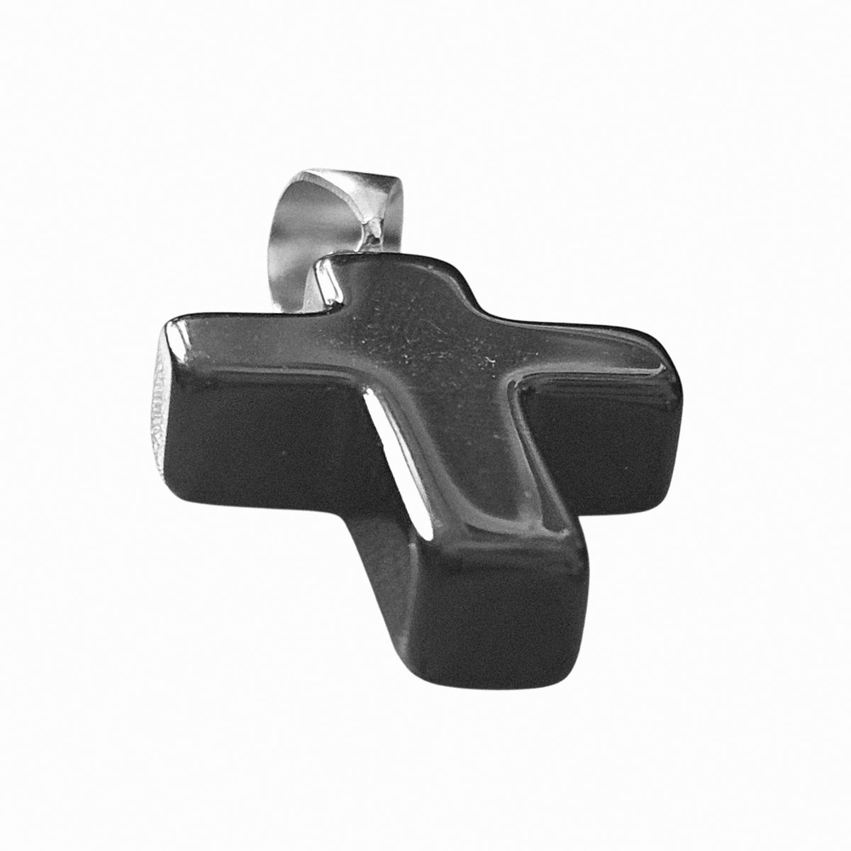 Black Stone Cross Pendant Silver 925