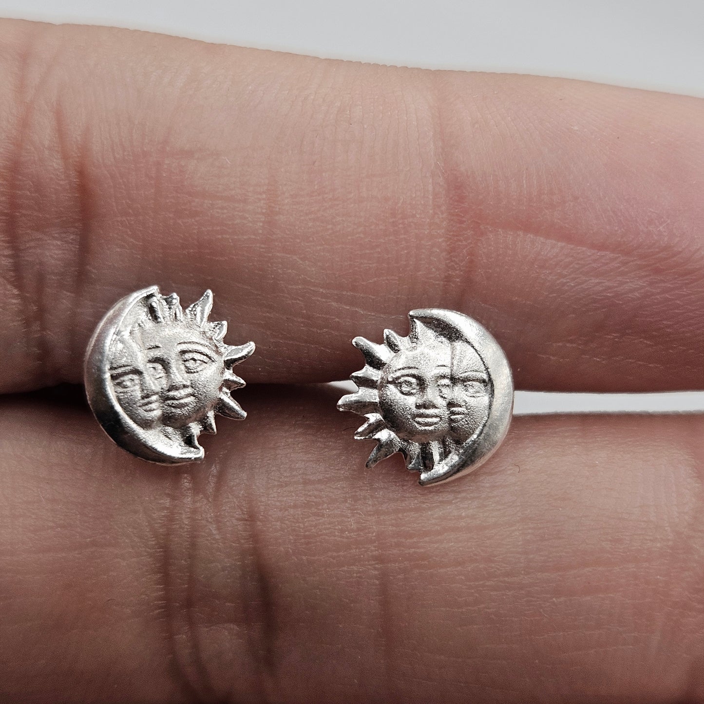 Silver Moon and Sun Stud Earrings for Girls 925 Silver