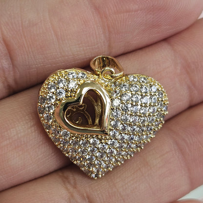Heart Pendant 14K Gold Plated 3D Design