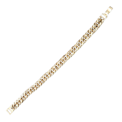 14K Gold Plated Bracelet Solid Fancy Design with Diamond Cut 8"L