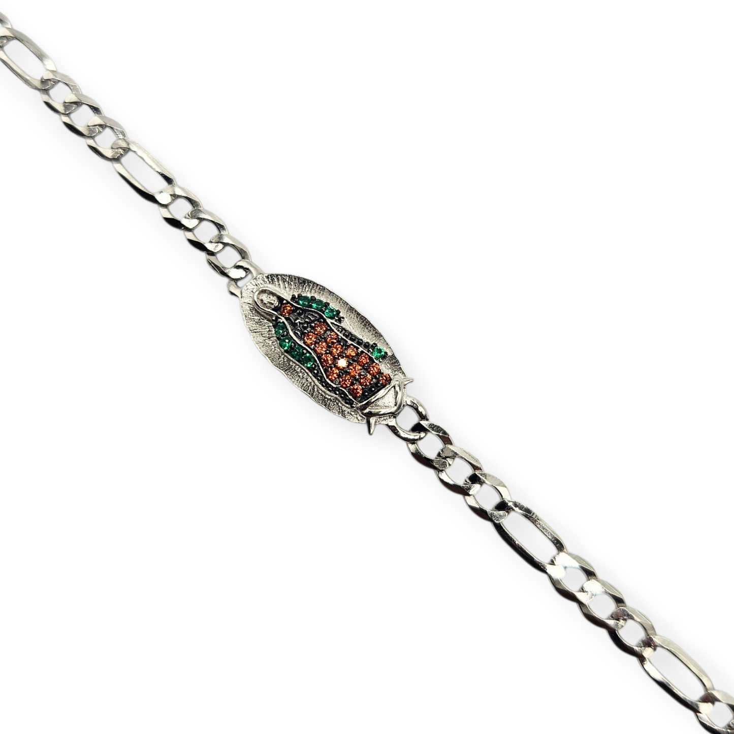 Pulsera Virgen María Ovalada Plata de Ley S925