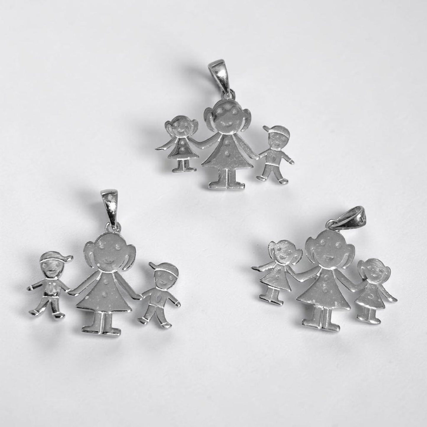 Sterling Silver Mom and Children Charm Pendant Laser Engravable