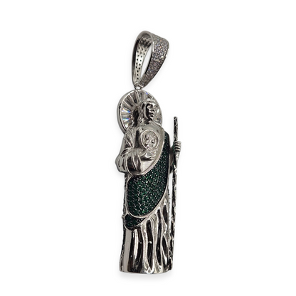 Large San Judas Silver 925 3D Pendant 3in