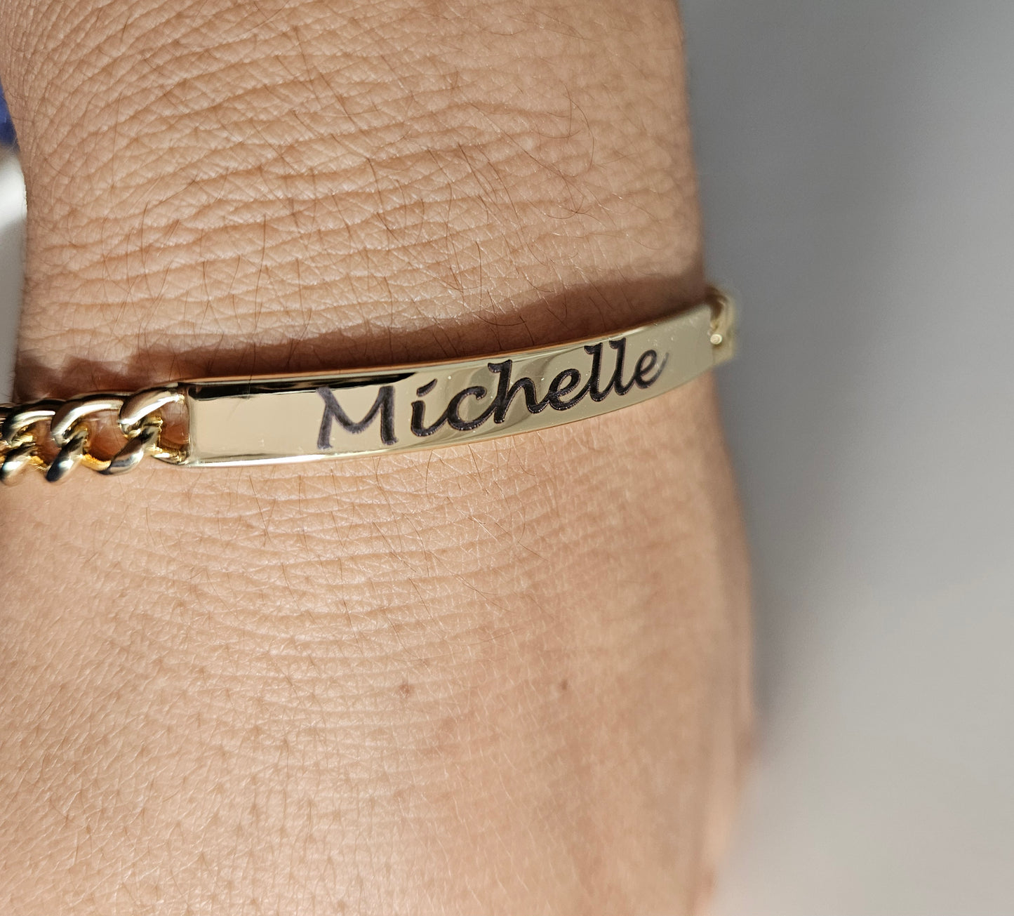 ID Bracelet 14k Gold Plated Custom Engraving For Women 7.5"L
