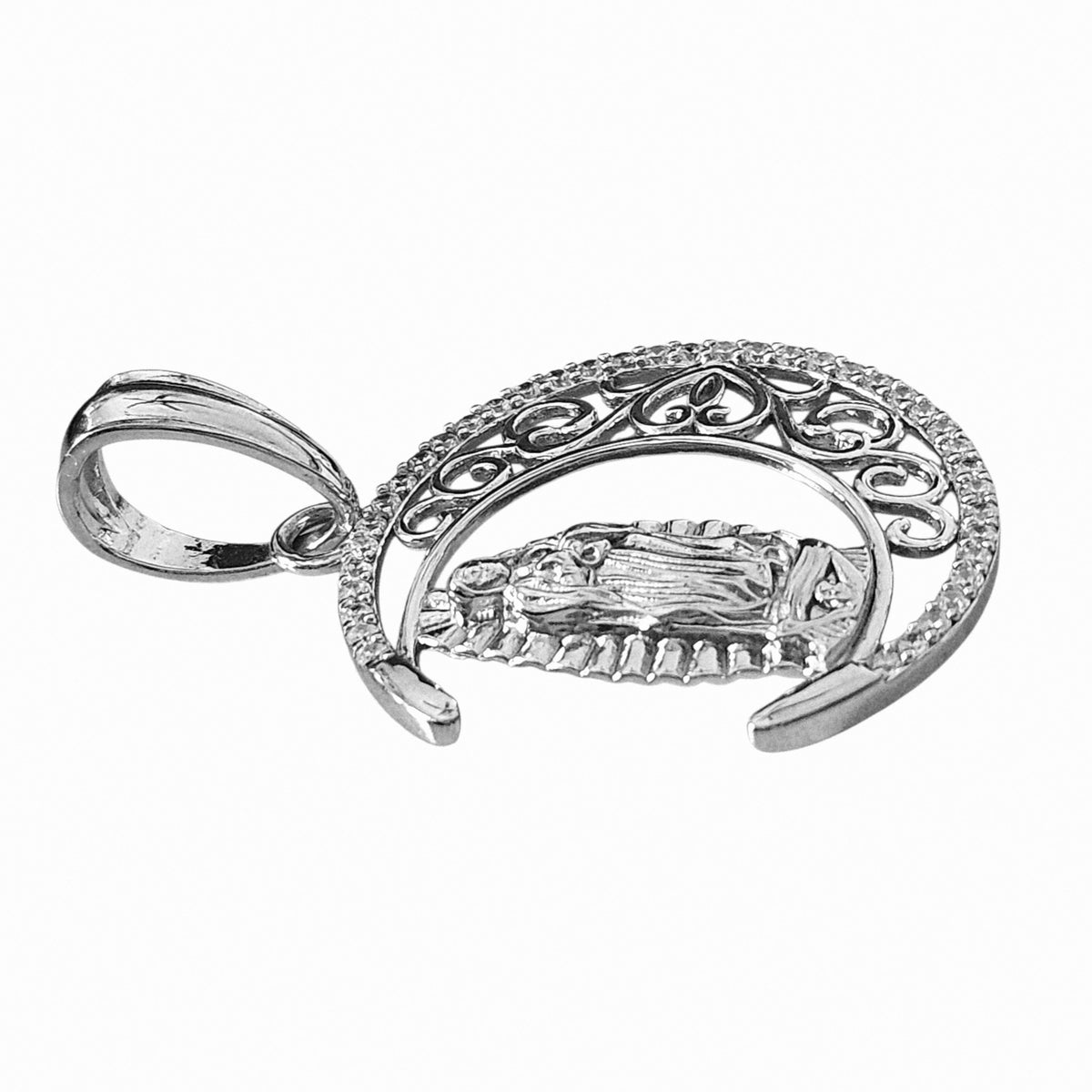 Crescent Moon with Virgin Mary Pendant Silver 925