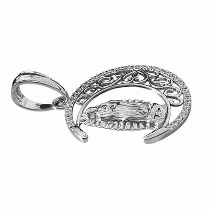 Crescent Moon with Virgin Mary Pendant Silver 925