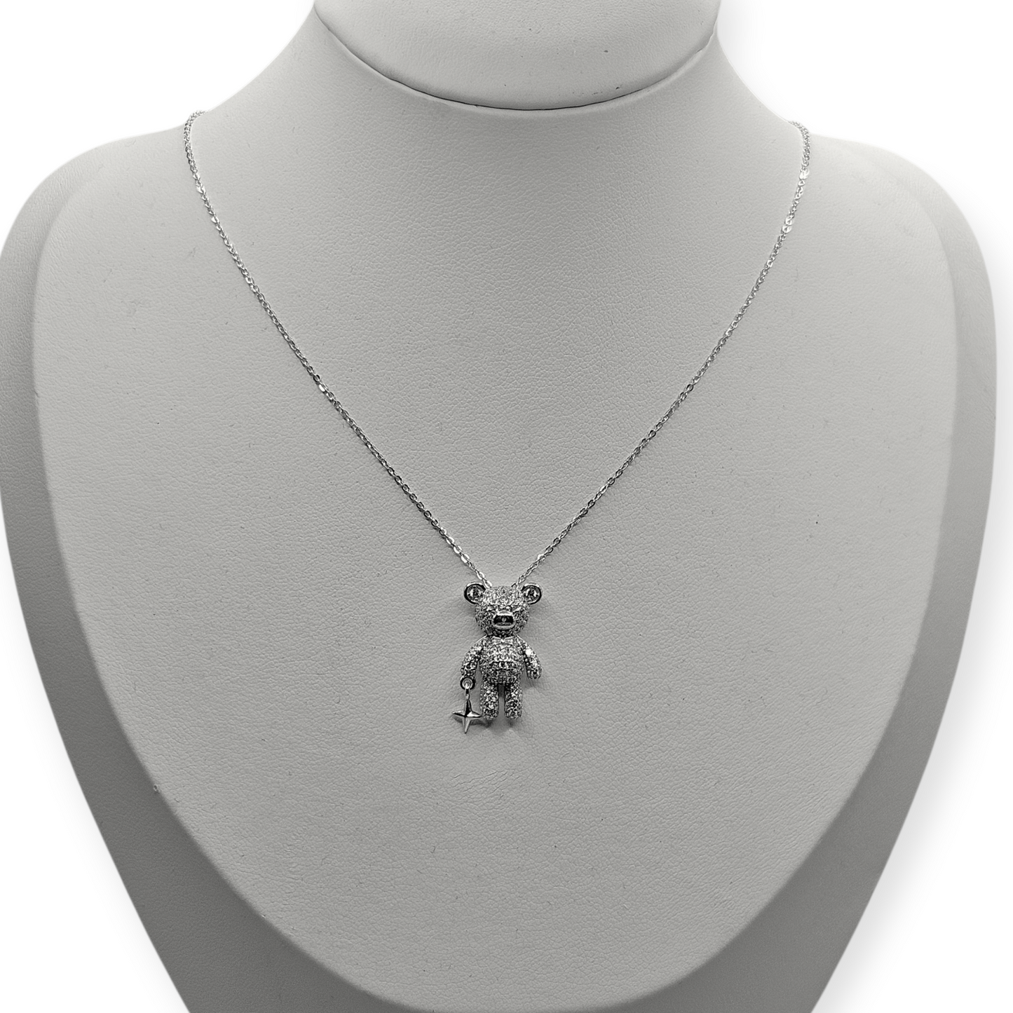 Cute Bear and Star Silver 925 Necklace