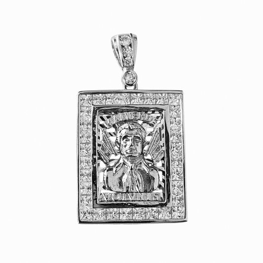 Malverde Square Pendant Silver 925 with White Cubic Zirconia Stones