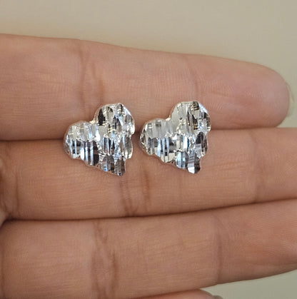 Heart Nugget Stud Earrings Silver 925