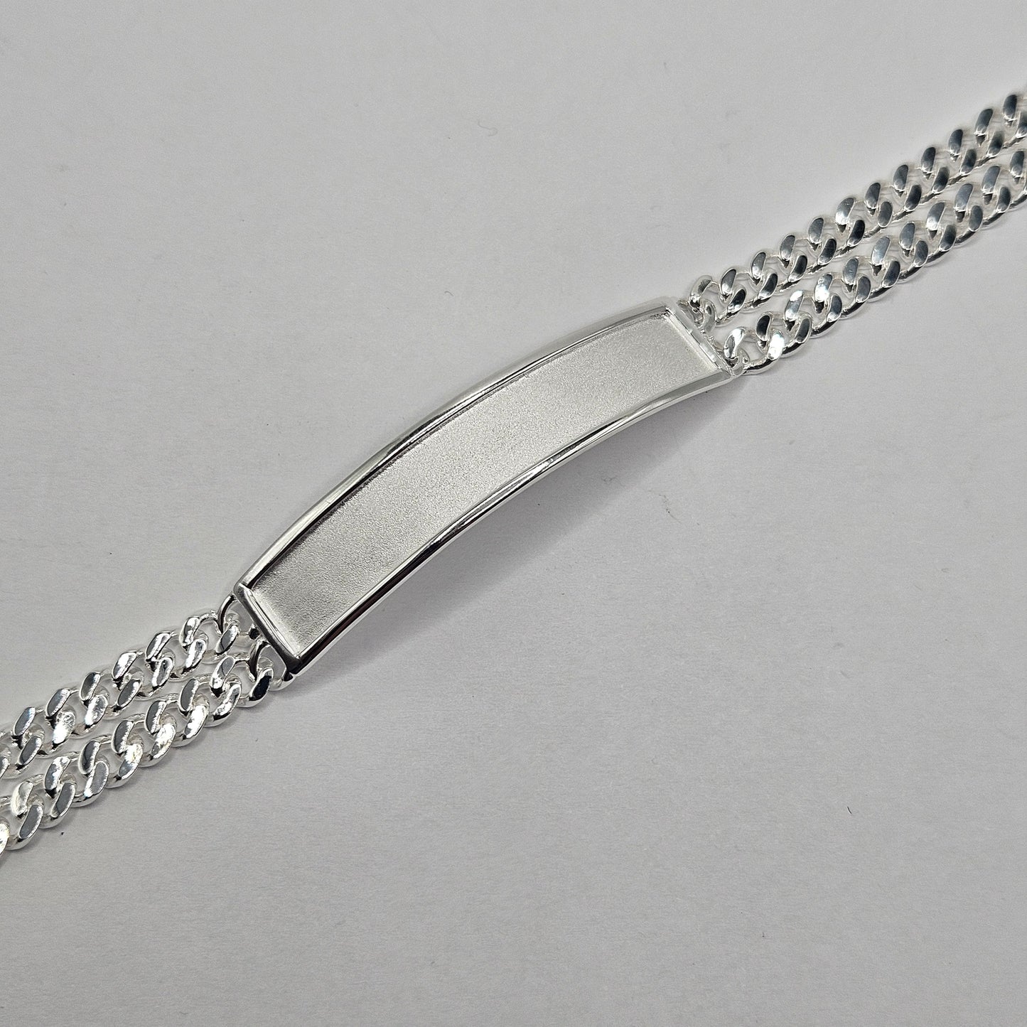 Double Cuban Chain Silver Bracelet For Men 8"L