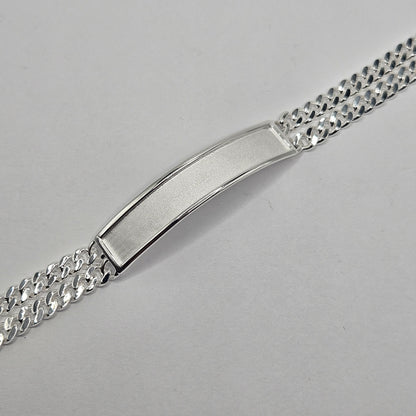 Double Cuban Chain Silver Bracelet For Men 8"L