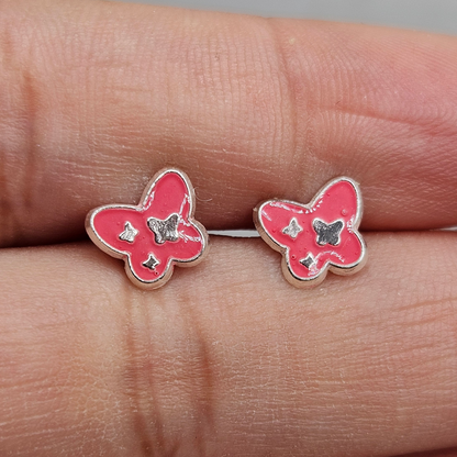 Pink Butterfly  Stud Earrings for Girls