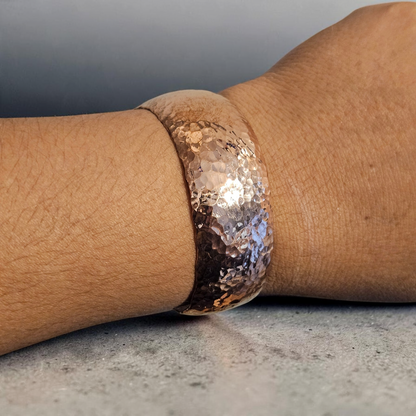 Copper Cuff Bracelet Hammer Style Wide Cuff 6.5"