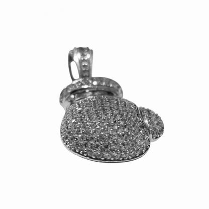 Boxing Glove Silver Pendant 925 Silver with White Cubic Zirconia Stones