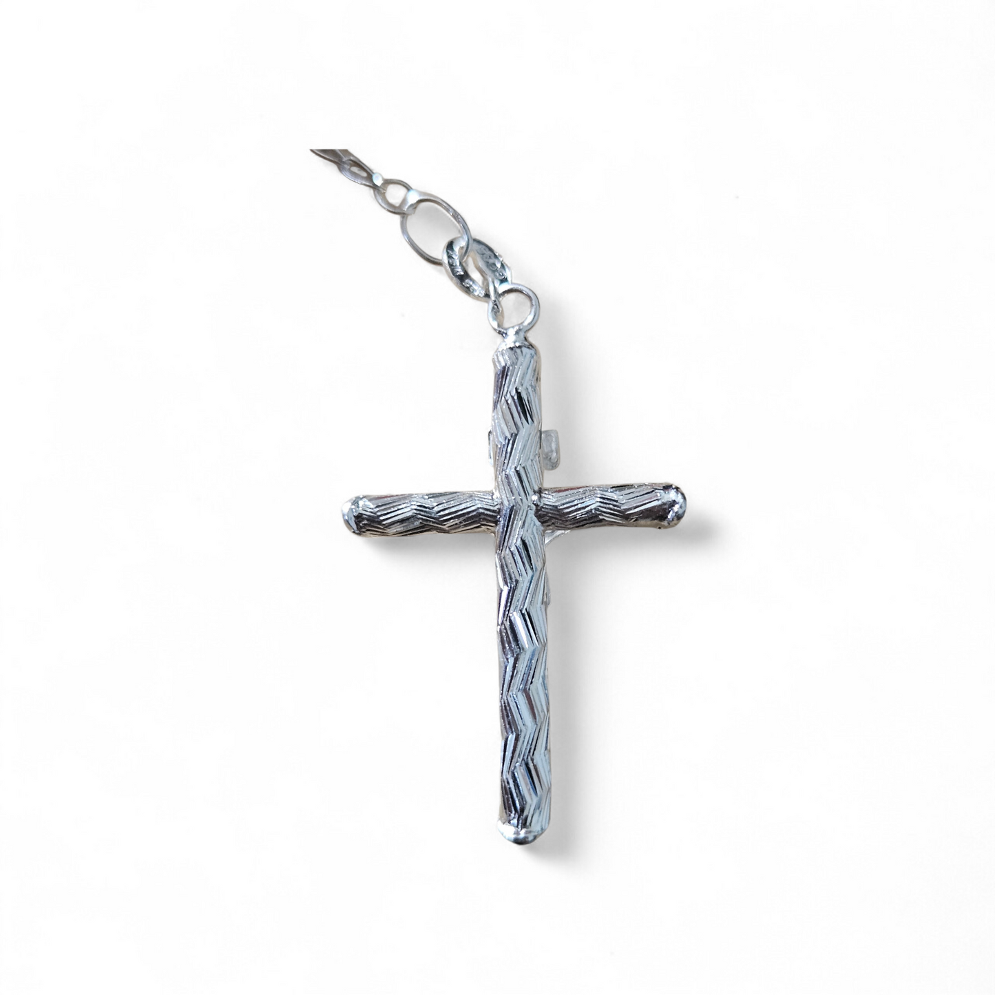 Rosary Necklace 20" Sterling Silver S925, 4MM Diamond Cut, Christian Religious Symbol,  Perfect Easter Holiday Gift