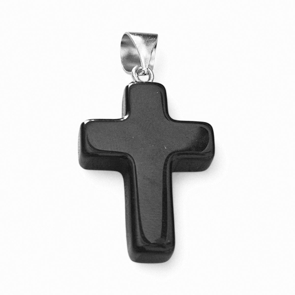 Black Stone Cross Pendant Silver 925