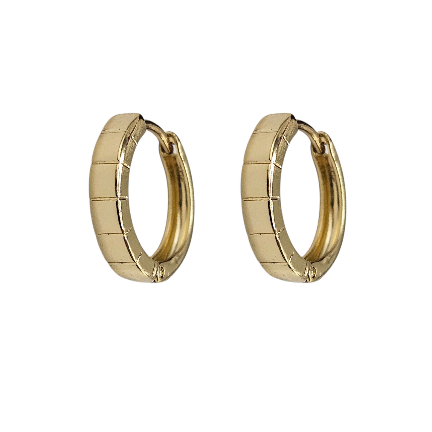 Flat Hoop Earrings 14K Gold Plated Women Earrings 17mm