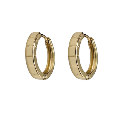 Flat Hoop Earrings 14K Gold Plated Women Earrings 17mm