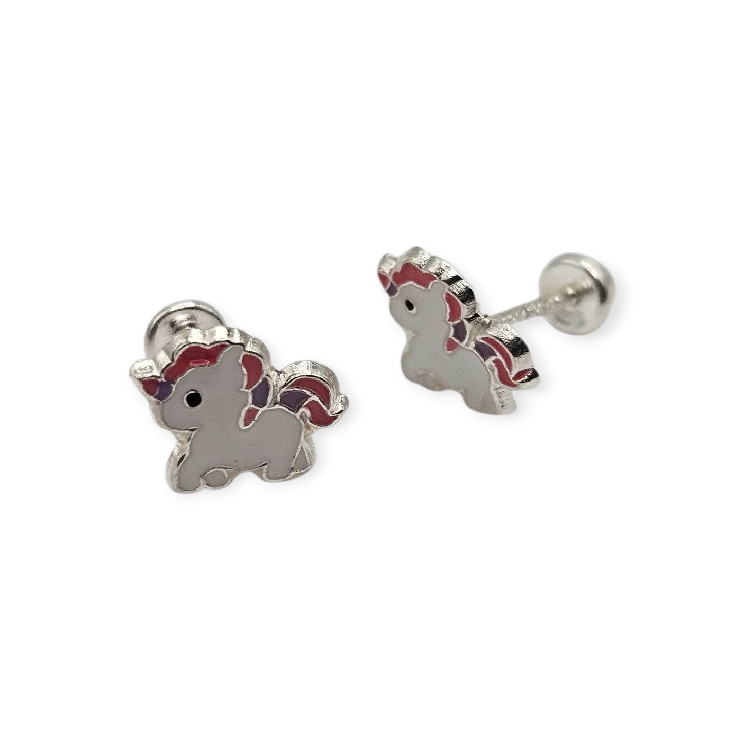White Unicorn Stud Earrings for Girls 925 Silver