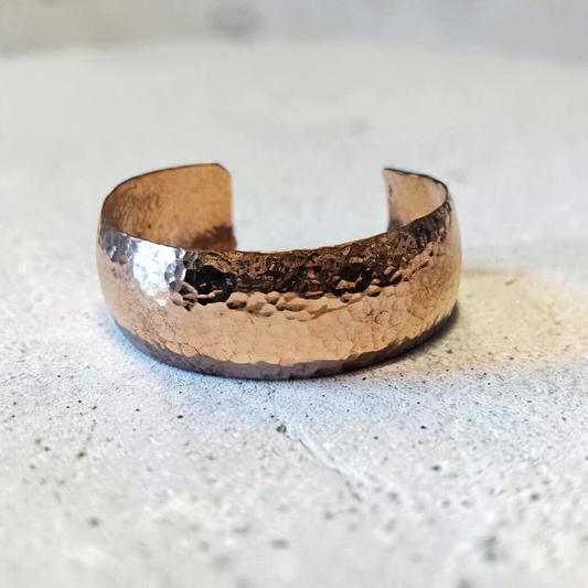 Copper Cuff Bracelet Hammer Style Wide Cuff 6.5"