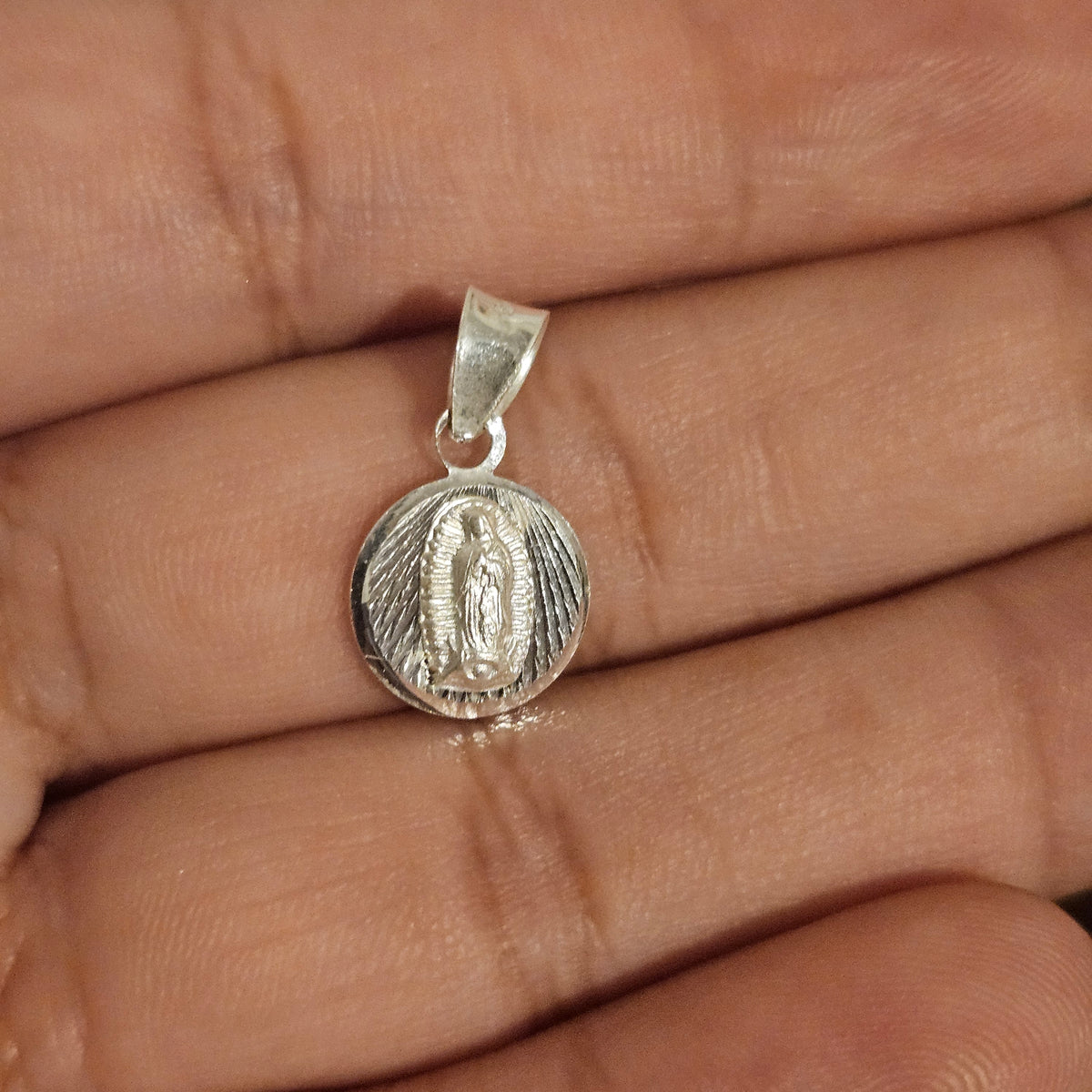 Virgin Mary Dainty Silver Pendant