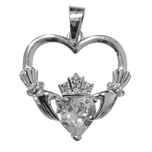 Crown Heart Silver Pendant Sterling Silver