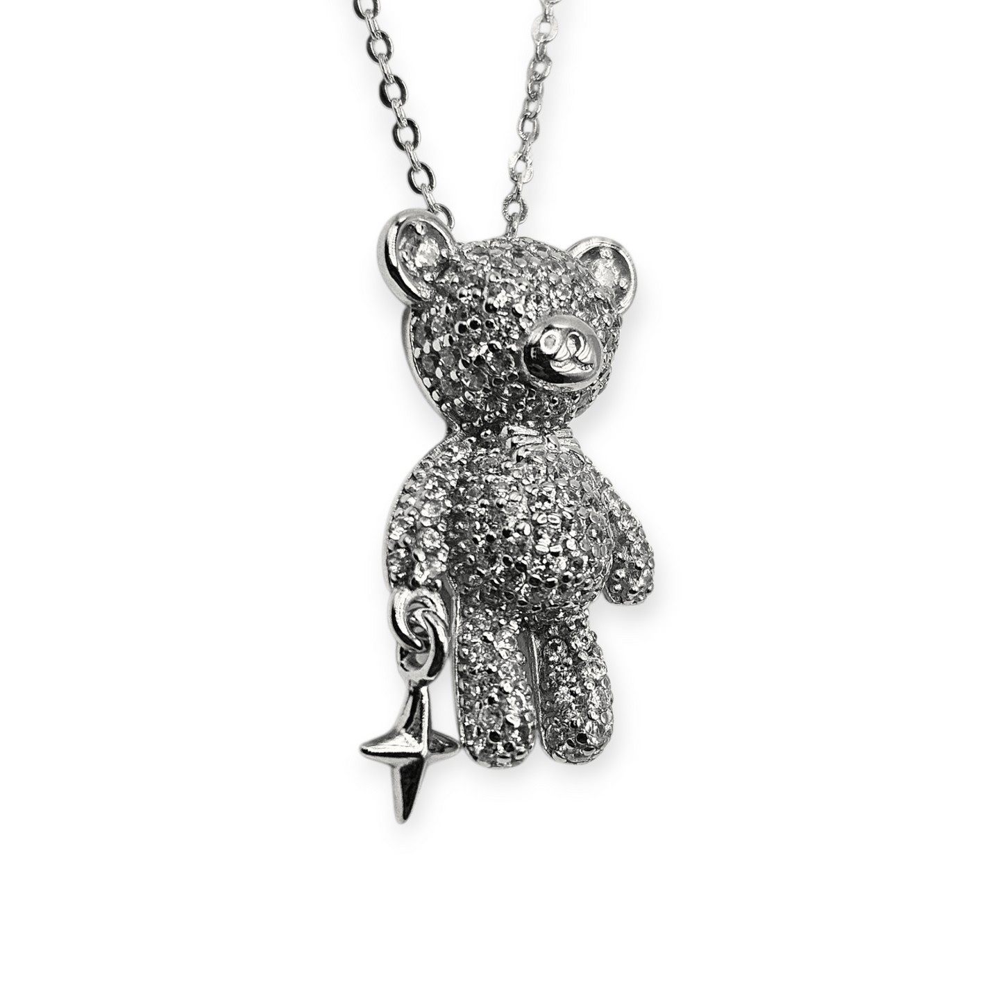 Cute Bear and Star Silver 925 Necklace