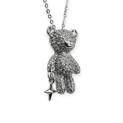 Cute Bear and Star Silver 925 Necklace