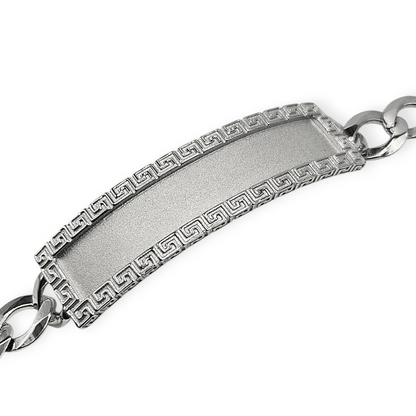 Fancy Cuban Chain Silver ID Bracelet For Men 8.5"L