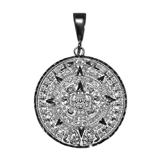 Large Aztec Calendar Silver 925 Pendant