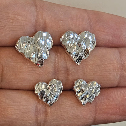 Heart Nugget Stud Earrings Silver 925