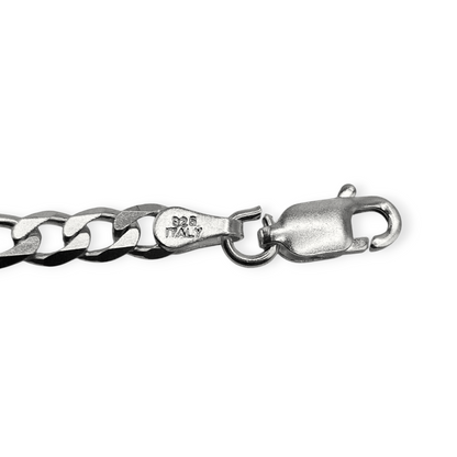 San Judas Kids 6"L Silver 925 Bracelet Figaro Unisex- Great for older Kids 6 to 10 years