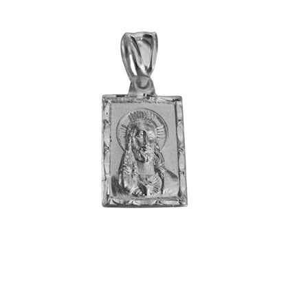 Sacred Heart and Virgen Mary Double Sided Silver Pendant