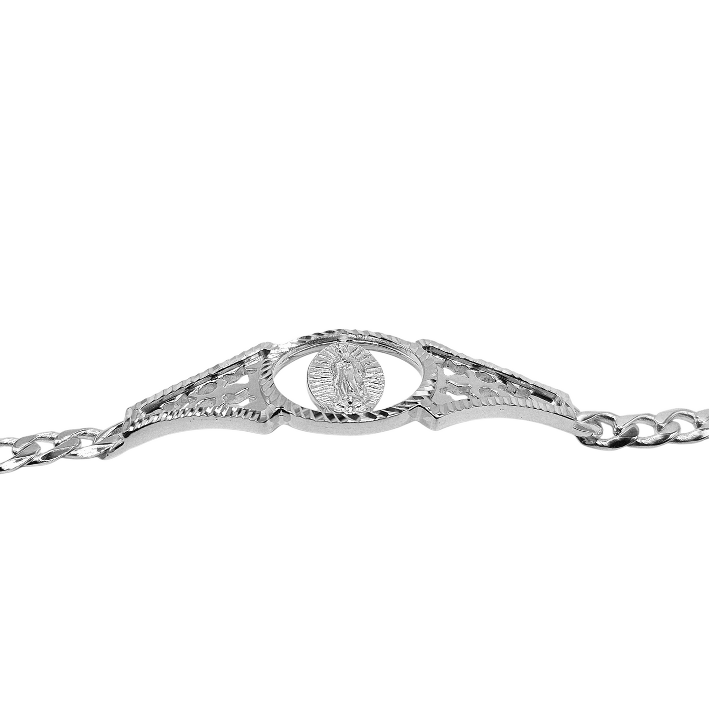 Silver Virgen Mary Bracelet 7"L for Women