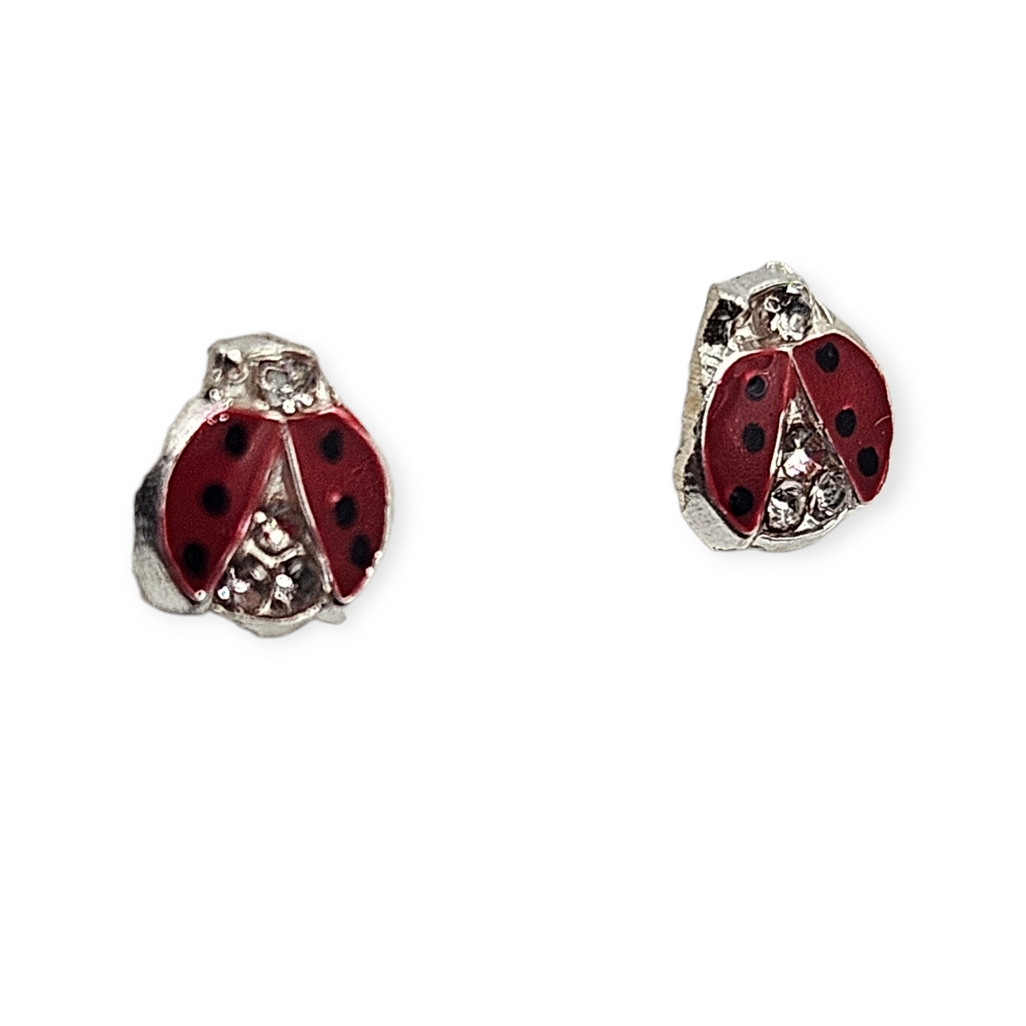 Red Lady Bug Stud Earrings for Girls 925 Silver