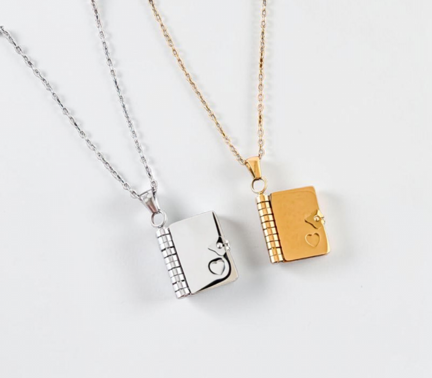 Storybook Stainless Steel Necklace Customizable with Lazer Engraving