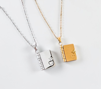 Storybook Stainless Steel Necklace Customizable with Lazer Engraving