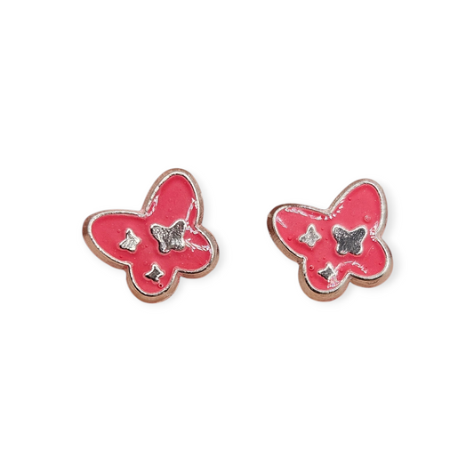 Pink Butterfly  Stud Earrings for Girls