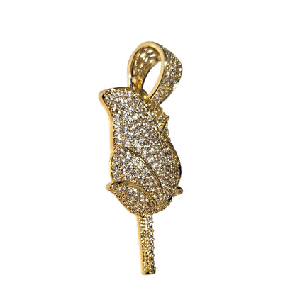 Iced Rose Pendant 14K Gold Plated