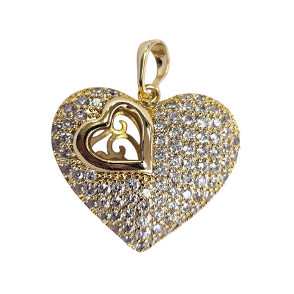 Heart Pendant 14K Gold Plated 3D Design